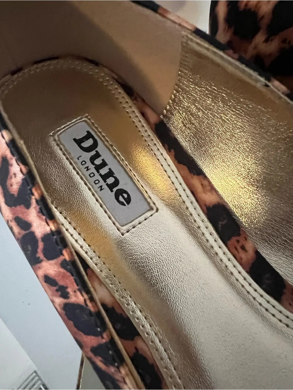 New Dune London Leopard Print Pointed Toe Flats with Crystal Buckle Size 40/US10 - Picture 6 of 6